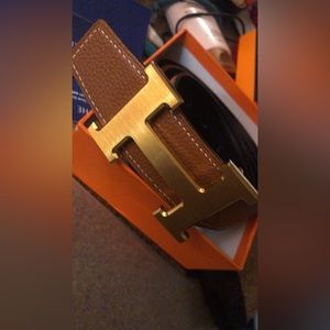 Authentic Hermes belt size 90cm reversible with 18k gold buckle